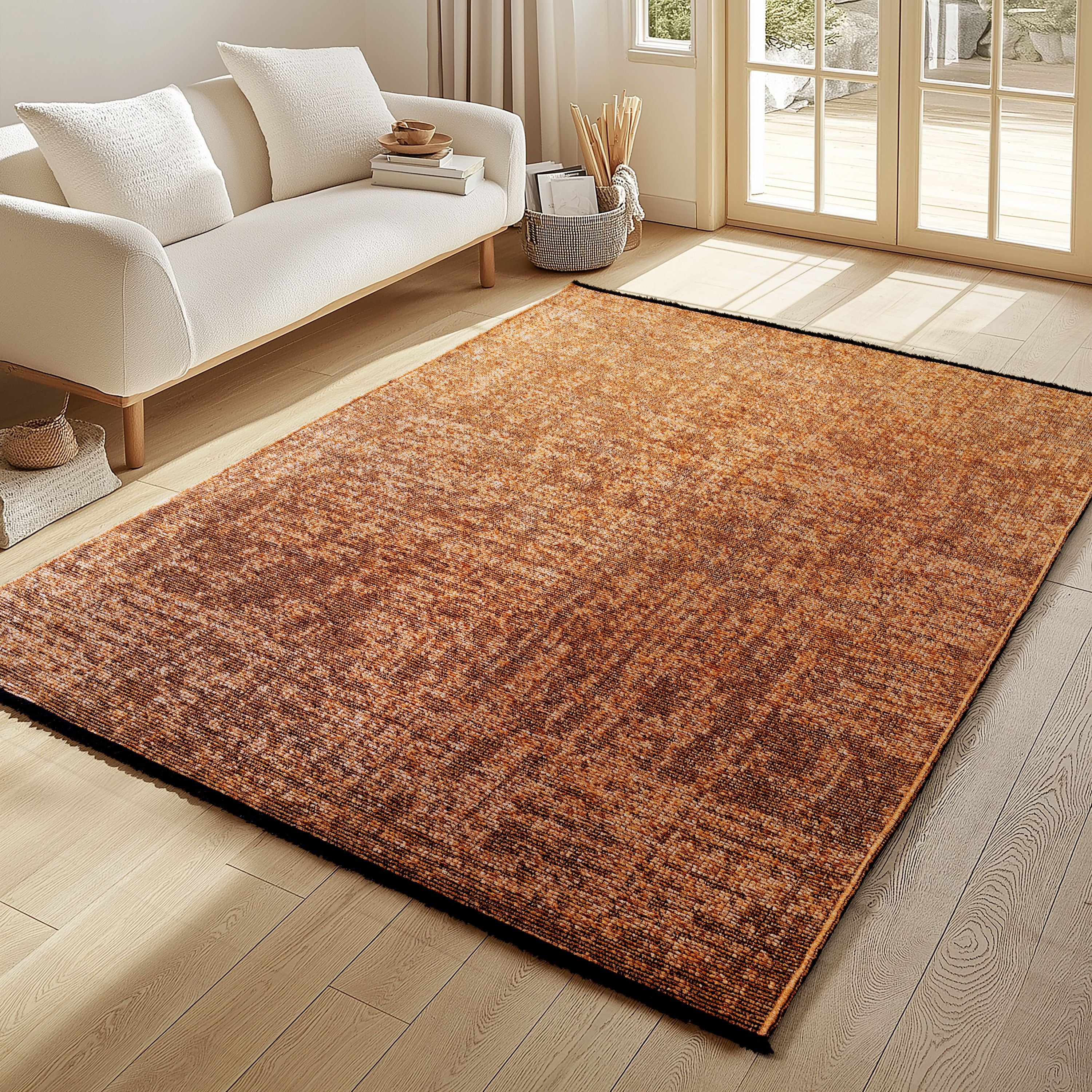 Baumwolle Chenille Teppich Läufer Terrakotta 8x15 cm – Waschbar, Boho-Stil, Vintage Kelim, Kurzflor, Rutschfest & Weich, Einfarbig Meliert, Für Küche, Schlafzimmer & Flur - Image 6