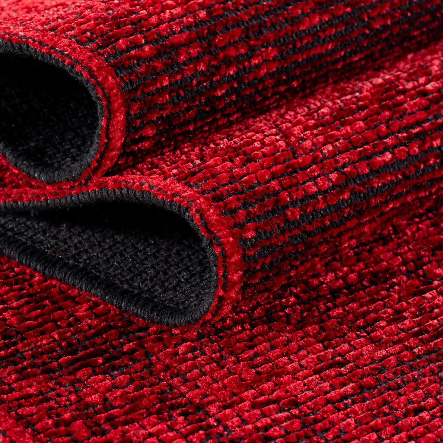 Baumwolle Chenille Teppich Läufer Rot 8x15 cm – Waschbar, Boho-Stil, Vintage Kelim, Kurzflor, Rutschfest & Weich, Einfarbig Meliert, Für Küche, Schlafzimmer & Flur - Image 3