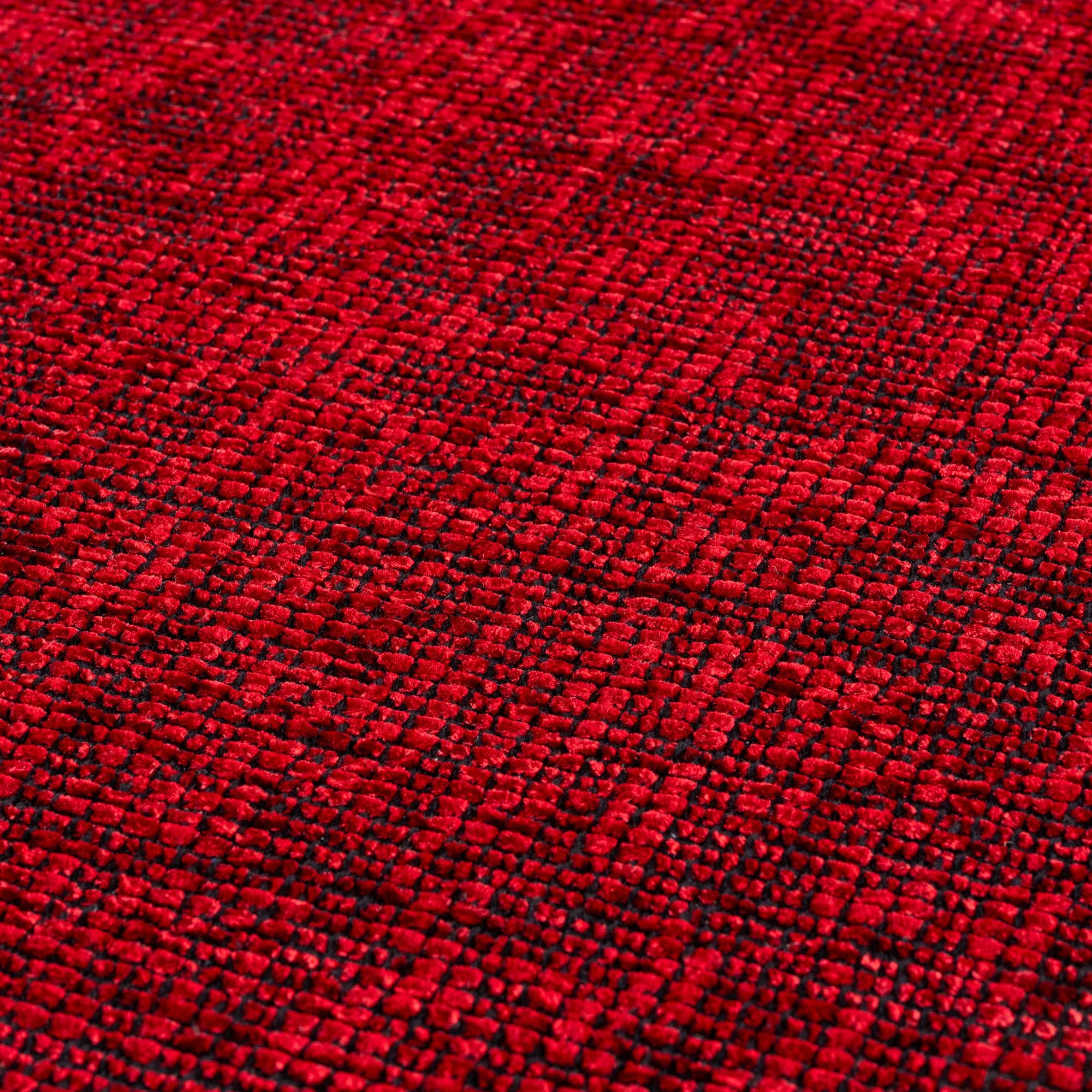 Baumwolle Chenille Teppich Läufer Rot 8x15 cm – Waschbar, Boho-Stil, Vintage Kelim, Kurzflor, Rutschfest & Weich, Einfarbig Meliert, Für Küche, Schlafzimmer & Flur - Image 5