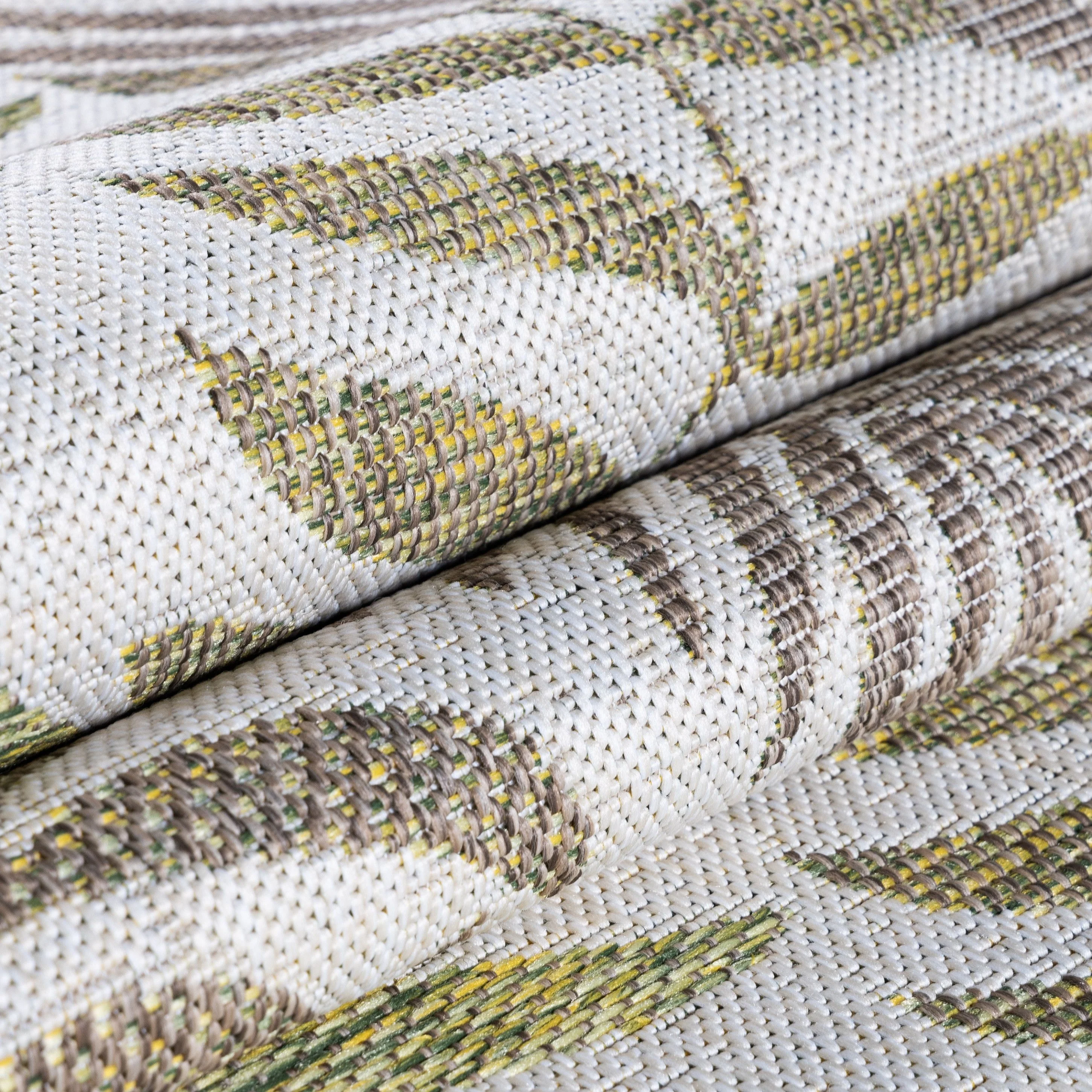 Sunny Outdoorteppich Beige | Grünes Blattdesign - Image 6