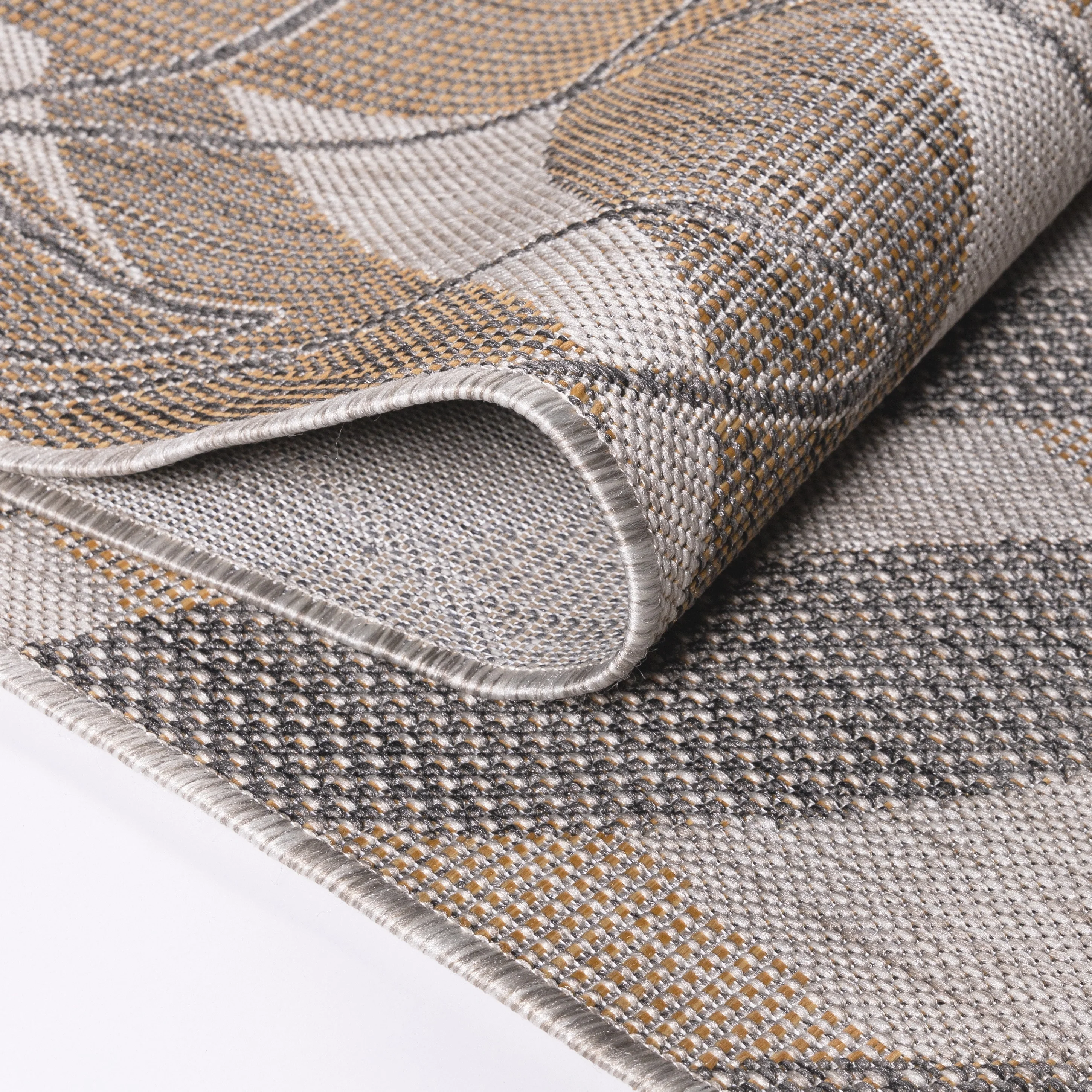 Sunny Outdoorteppich Beige | Blattdesign in Grau & Creme - Image 5