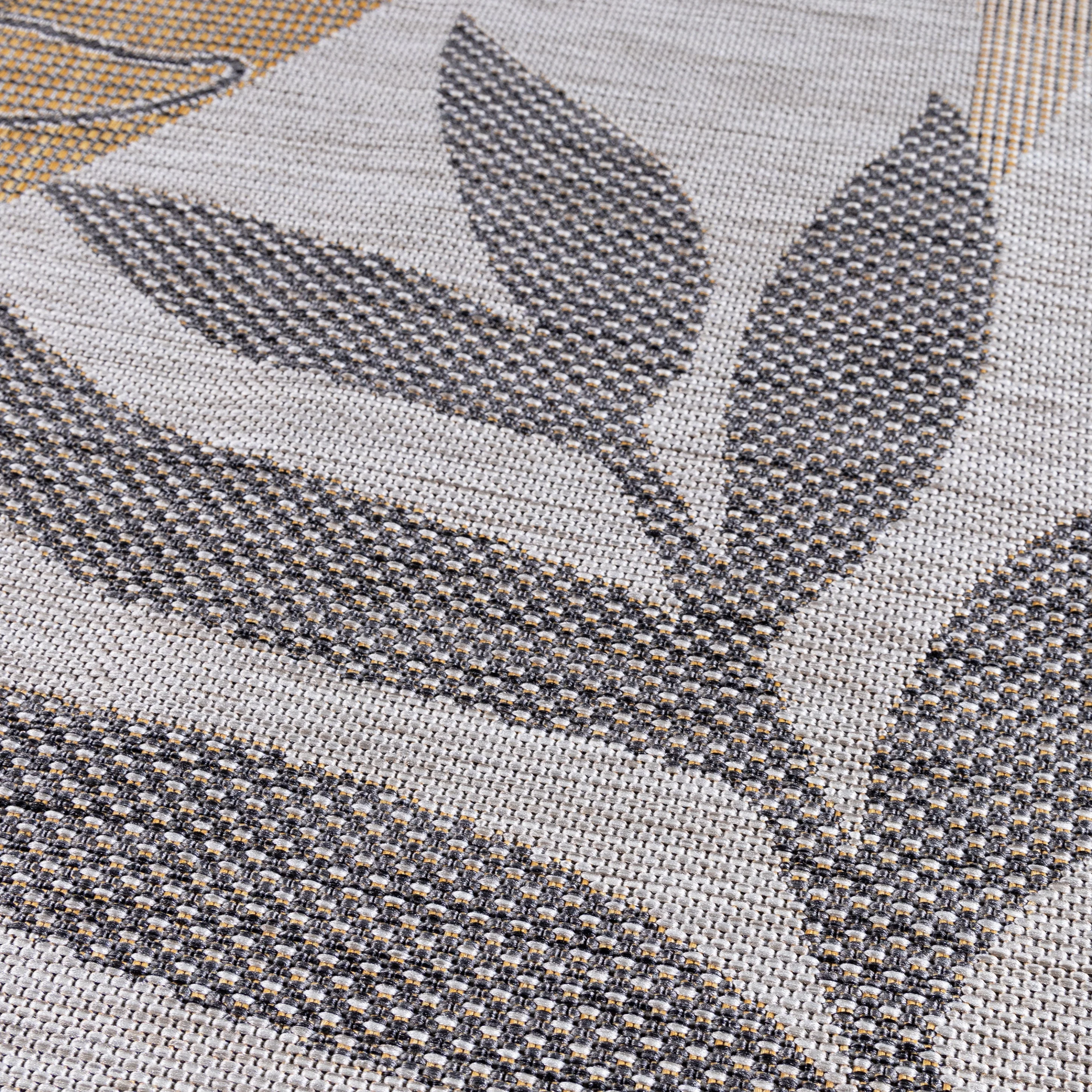 Sunny Outdoorteppich Beige | Blattdesign in Grau & Creme - Image 7