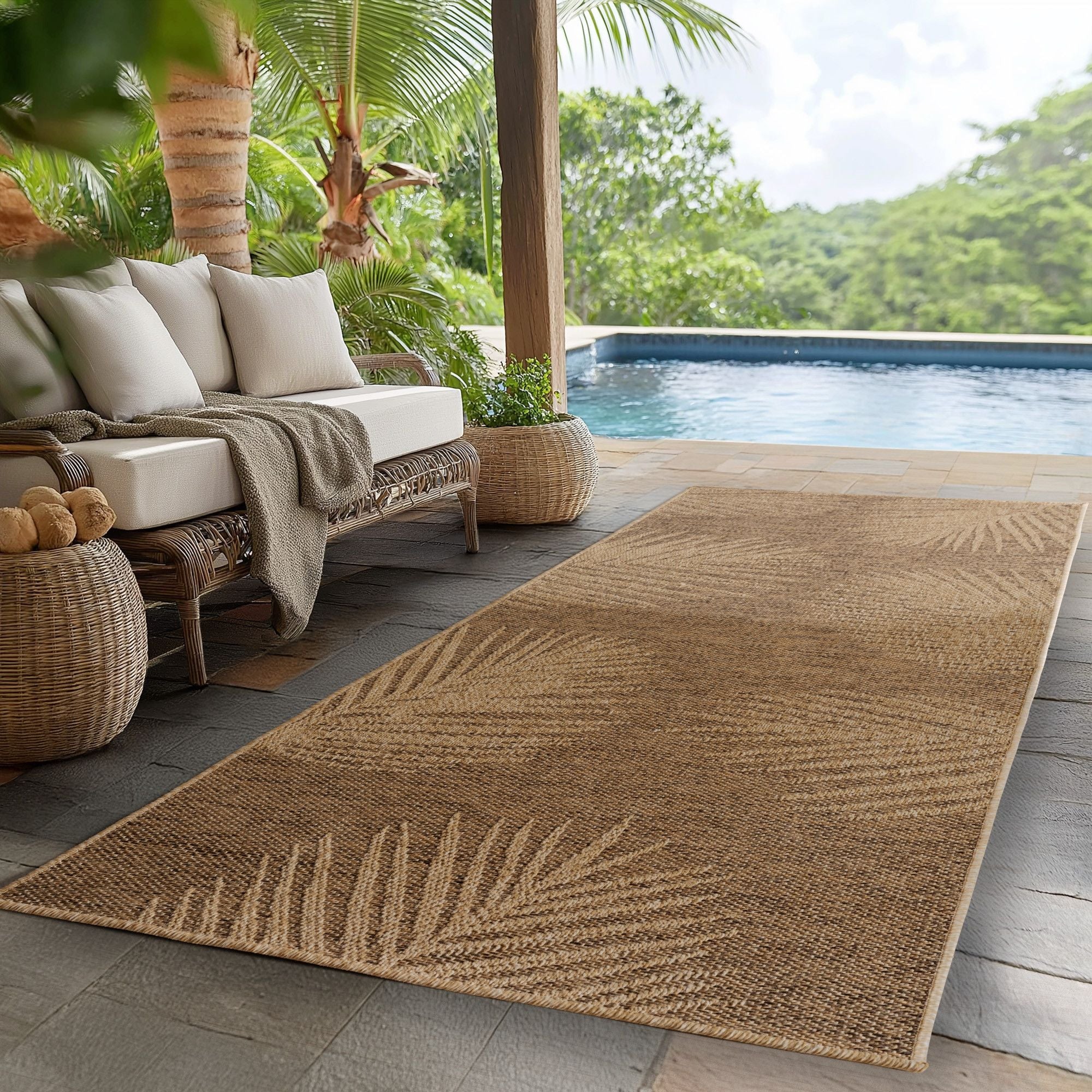Timber In- & Outdoorteppich Läufer – Blattdesign