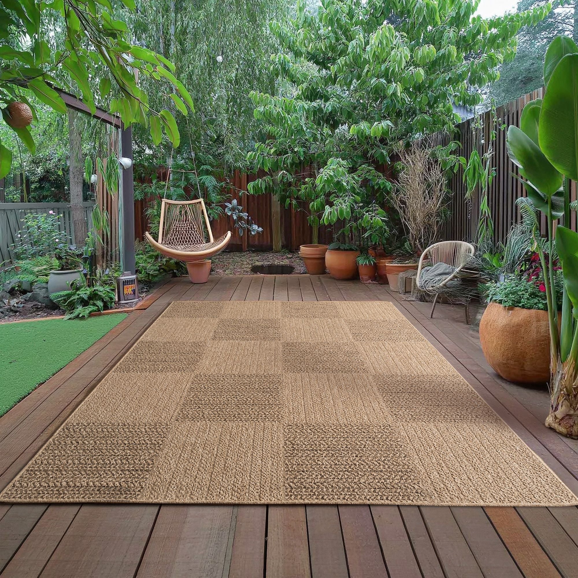 In- & Outdoor Teppich Läufer: Jute-Look Natur Struktur - Image 5