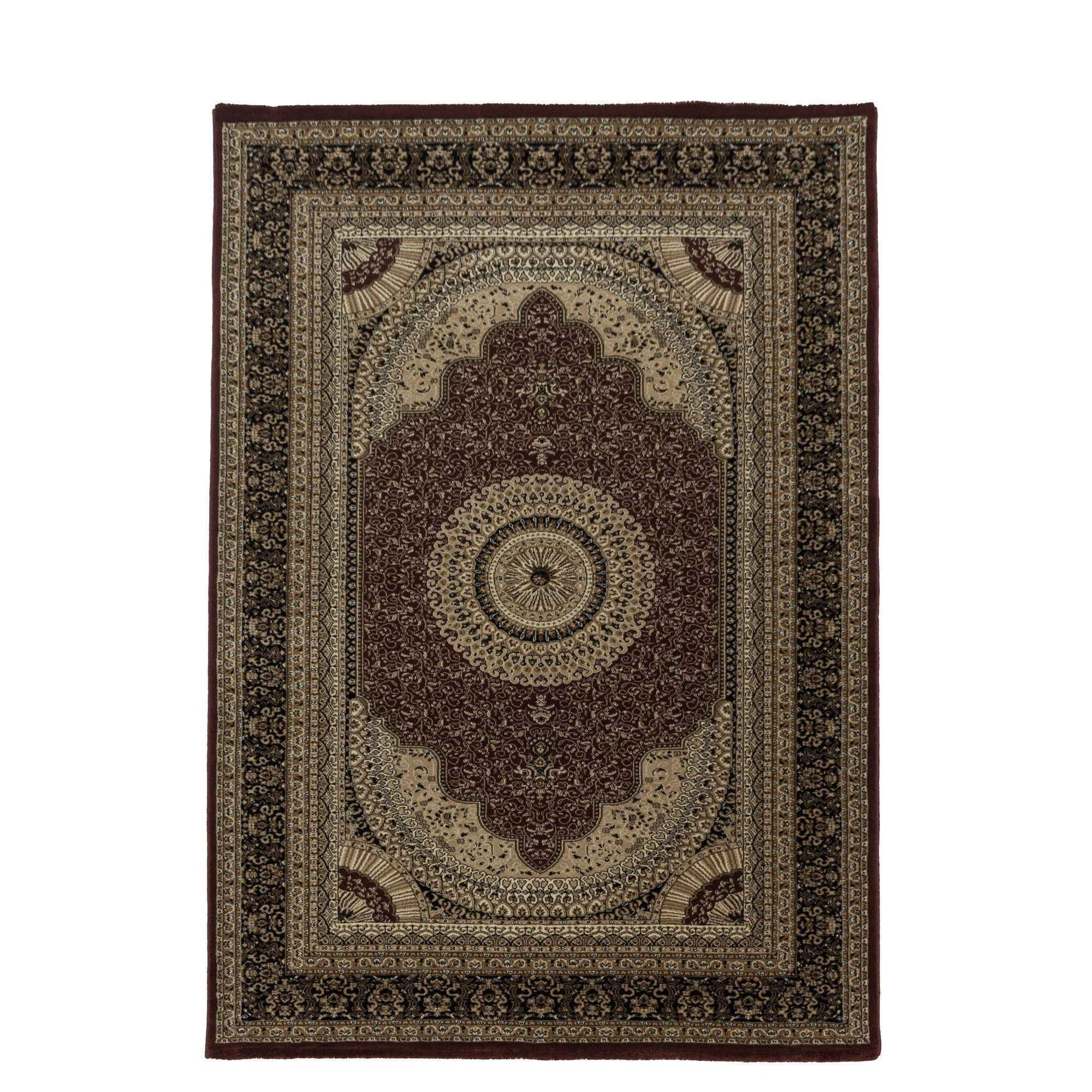 Klassischer Orient Kurzflor Teppich | Rot mit Bordüre - Image 2