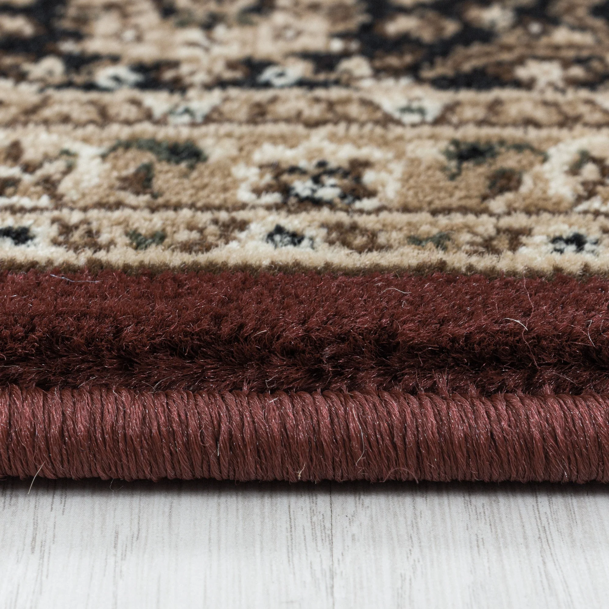 Klassischer Orient Kurzflor Teppich | Rot mit Bordüre - Image 4