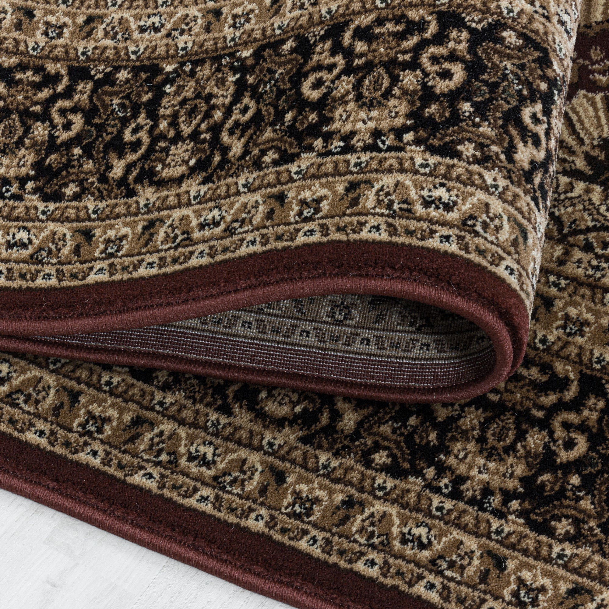 Klassischer Orient Kurzflor Teppich | Rot mit Bordüre - Image 5