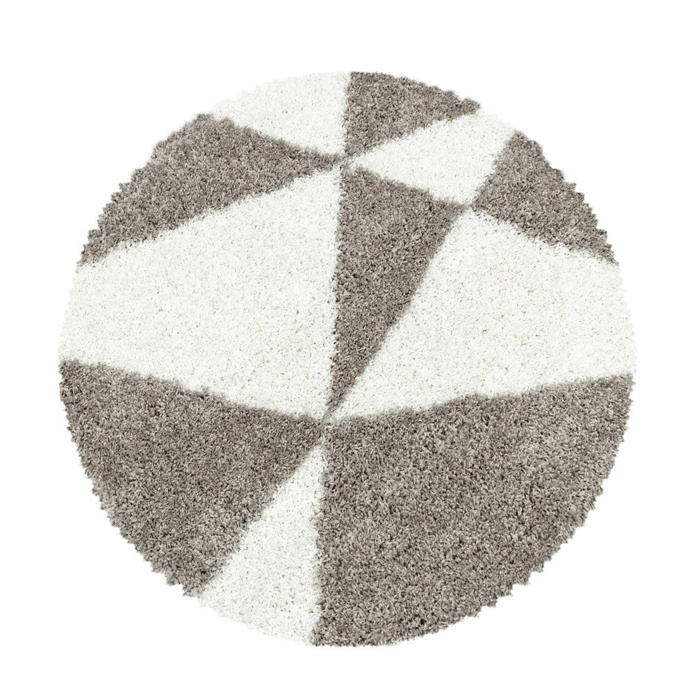 Wohnzimmerteppich Design Hochflor Teppich Muster Abstrakte Dreiecke Beige - Image 4