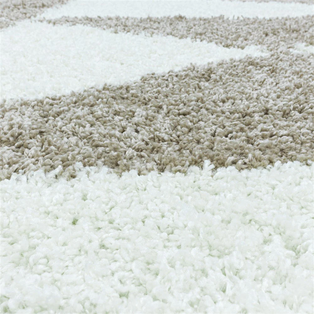 Wohnzimmerteppich Design Hochflor Teppich Muster Abstrakte Dreiecke Beige - Image 7
