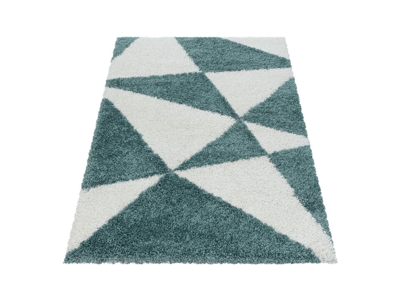 Hochflor Teppich Blau – Abstraktes Dreieck Design - Image 3