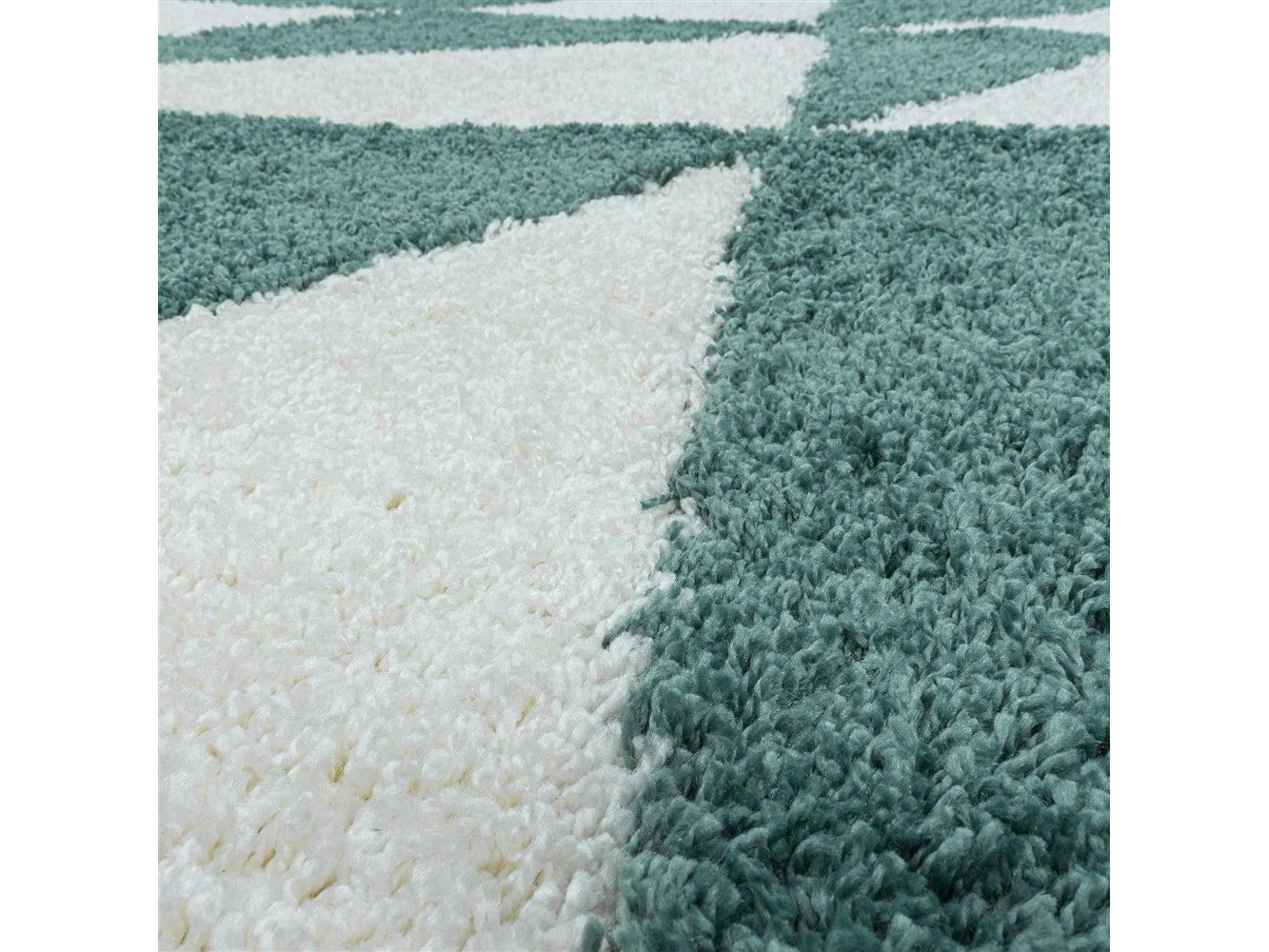 Hochflor Teppich Blau – Abstraktes Dreieck Design - Image 6