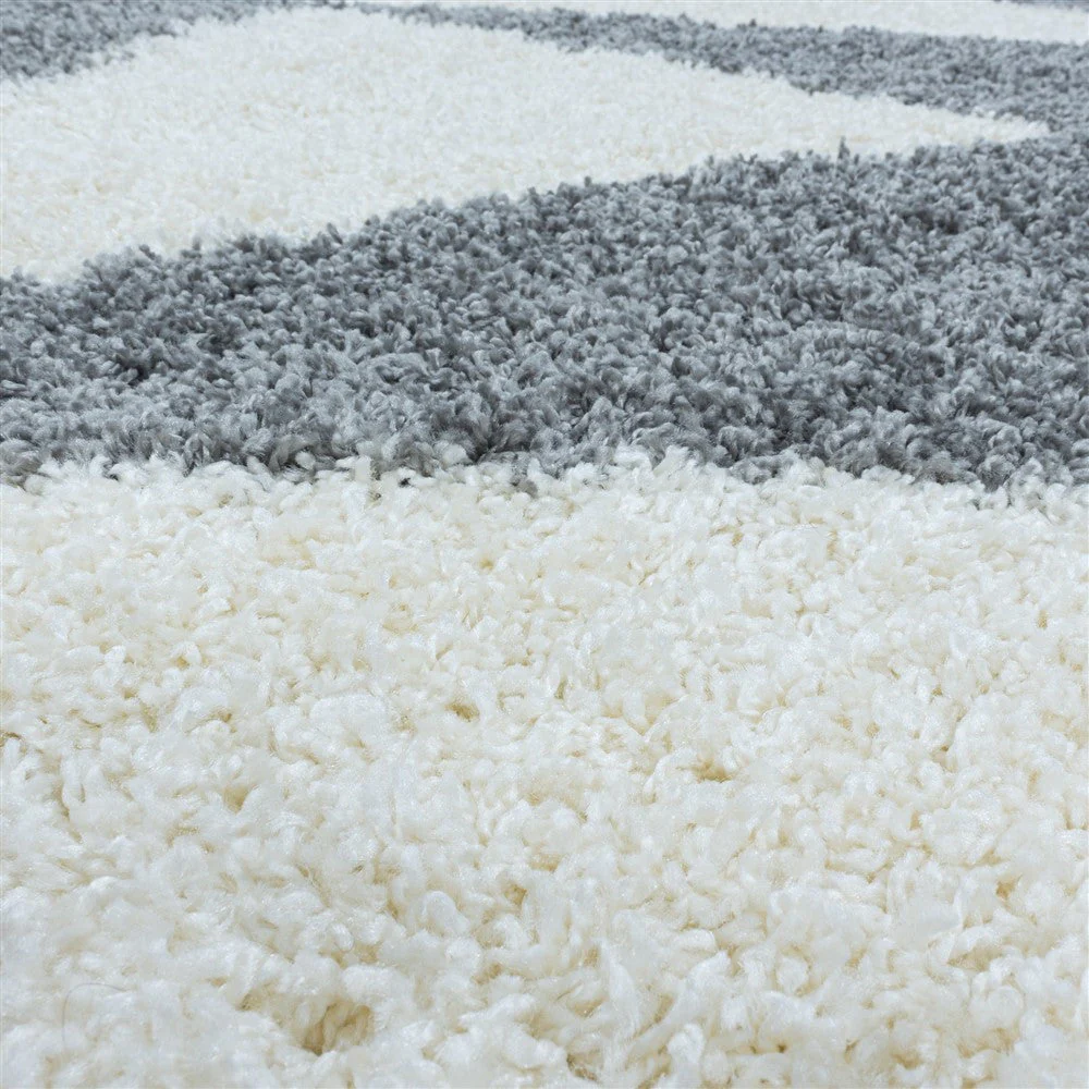 Wohnzimmerteppich Design Hochflor Teppich Muster Abstrakte Dreiecke Grau - Image 6
