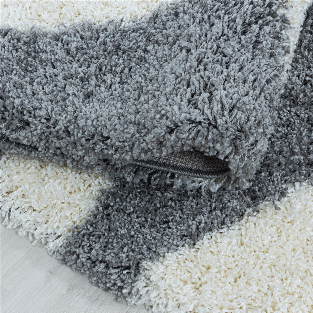 Wohnzimmerteppich Design Hochflor Teppich Muster Abstrakte Dreiecke Grau - Image 7