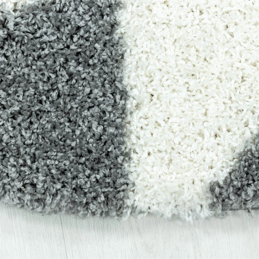 Wohnzimmerteppich Design Hochflor Teppich Muster Abstrakte Dreiecke Grau - Image 8