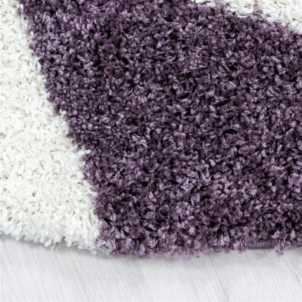 Hochflor Teppich Lila – Abstraktes Dreieck Design - Image 8