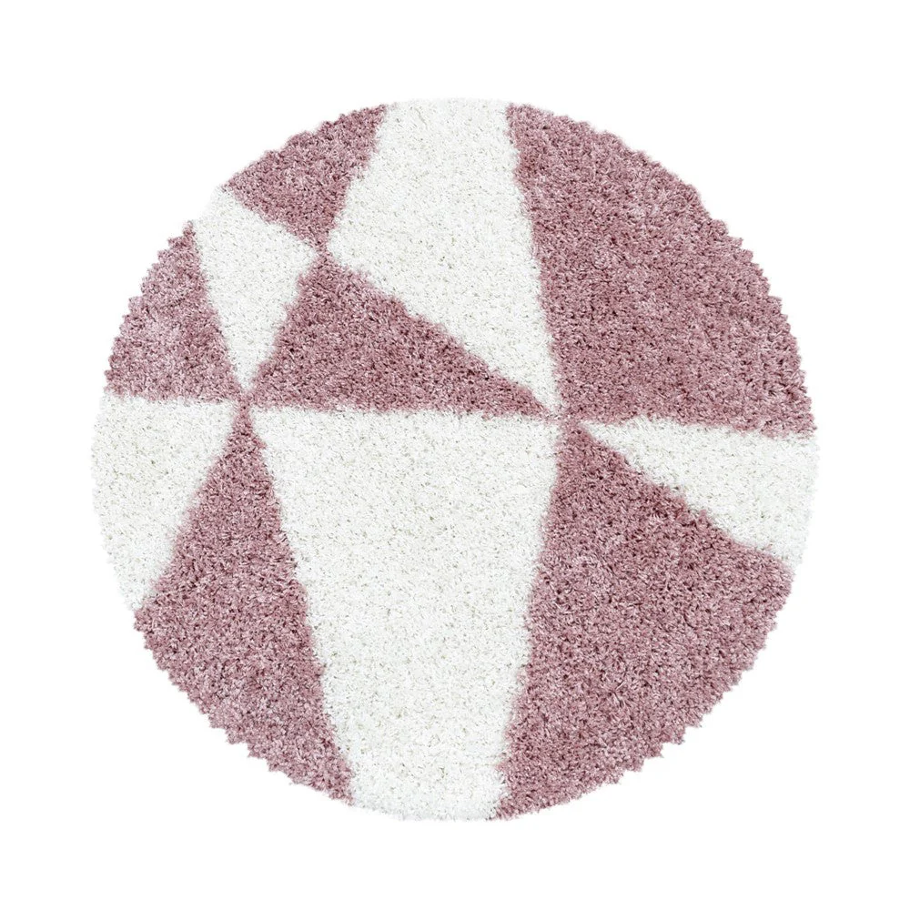 Wohnzimmerteppich Design Hochflor Teppich Muster Abstrakte Dreiecke Rose - Image 4