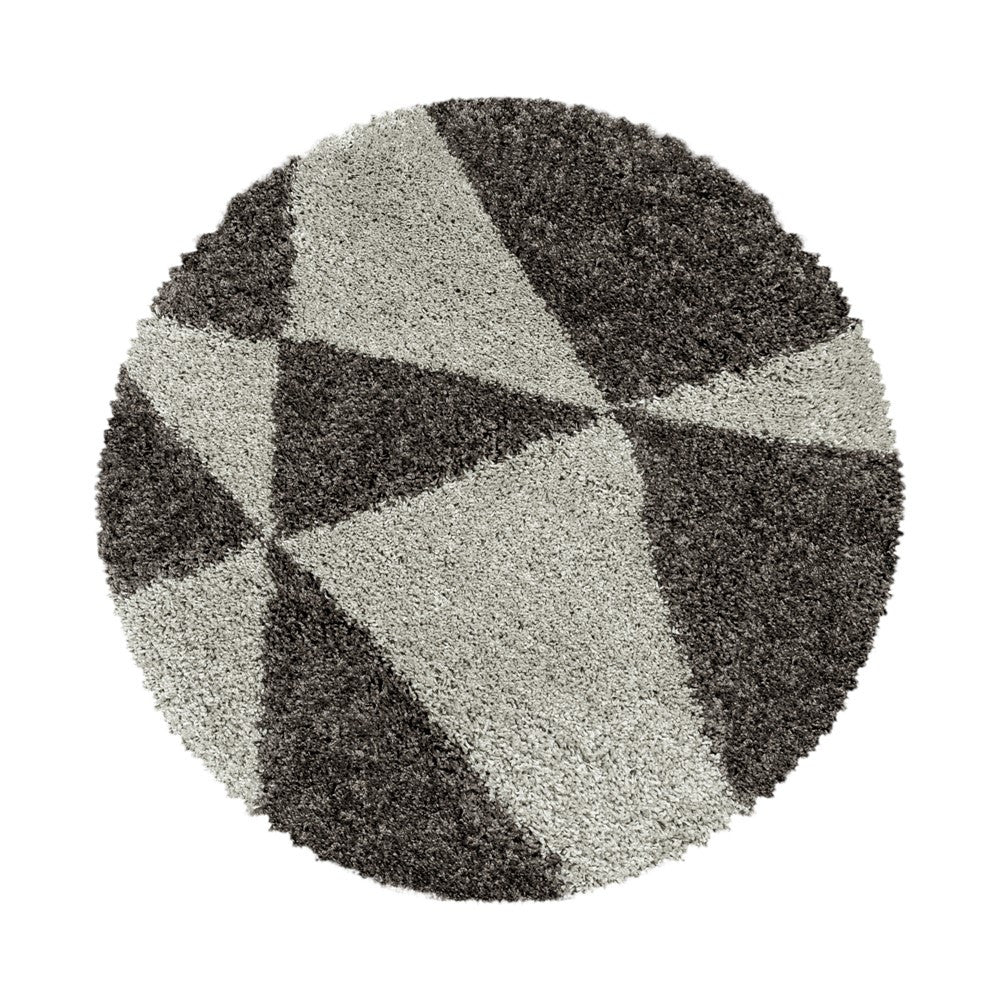 Wohnzimmerteppich Design Hochflor Teppich Muster Abstrakte Dreiecke Taupe - Image 3