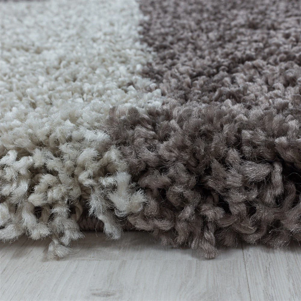 Wohnzimmerteppich Design Hochflor Teppich Muster Abstrakte Dreiecke Taupe - Image 5