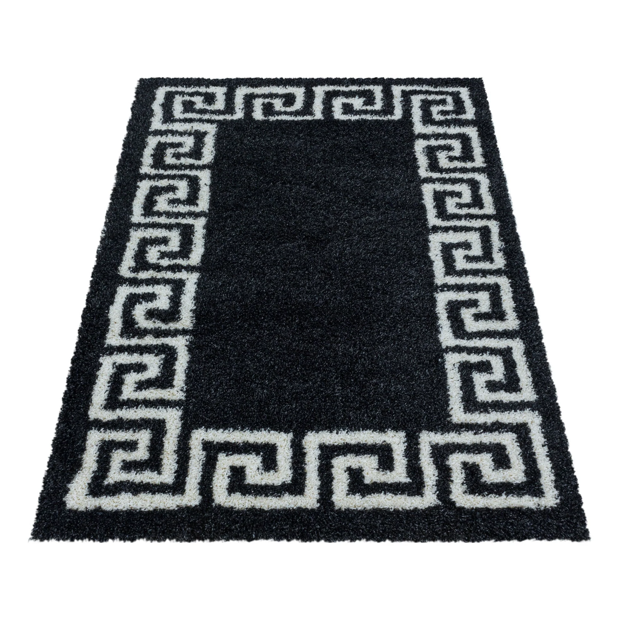 Anthrazit Hochflor Teppich | Antik & Weiß - Image 3