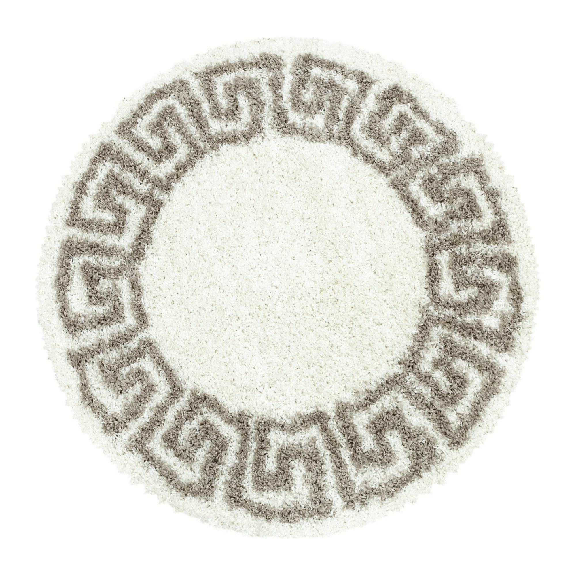 Hochflor Wohnzimmerteppich Beige | Antikes Muster - Image 4