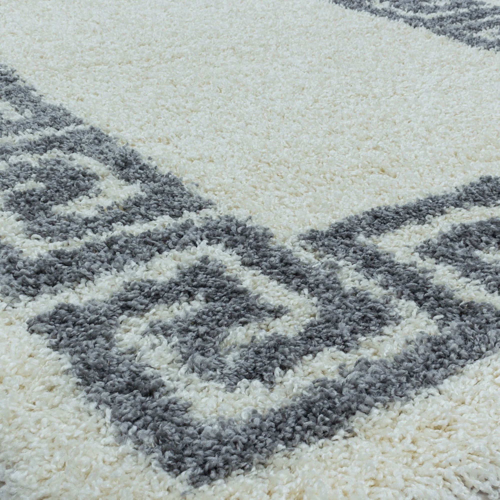 Beiger Hochflor Teppich | Antikes Muster, graue Bordüre - Image 7