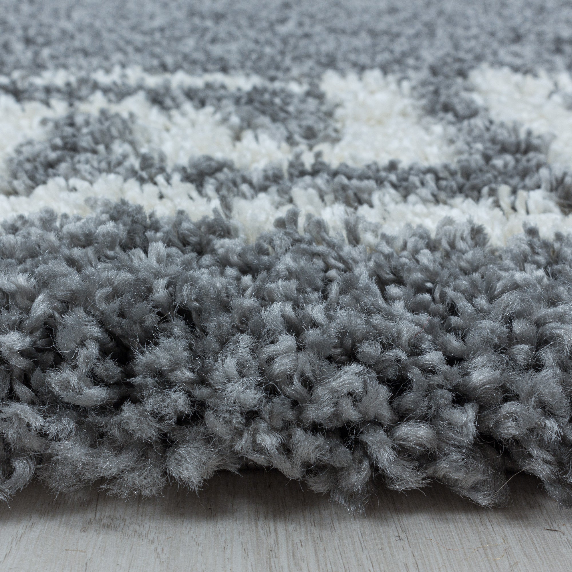 Hochflor Teppich Hellgrau | Weißes Muster - Image 5