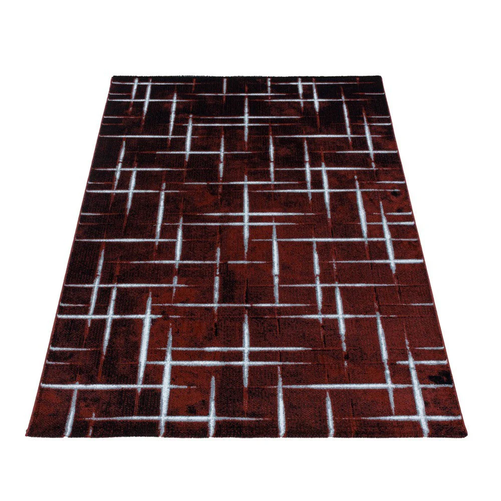 Kurzflor Teppich Rot | 3D Dreiecksmuster - Image 3