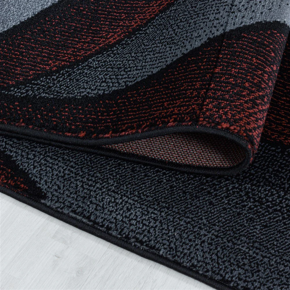 Kurzflor Teppich Rot-Grau | 3D Wellenmuster - Image 4