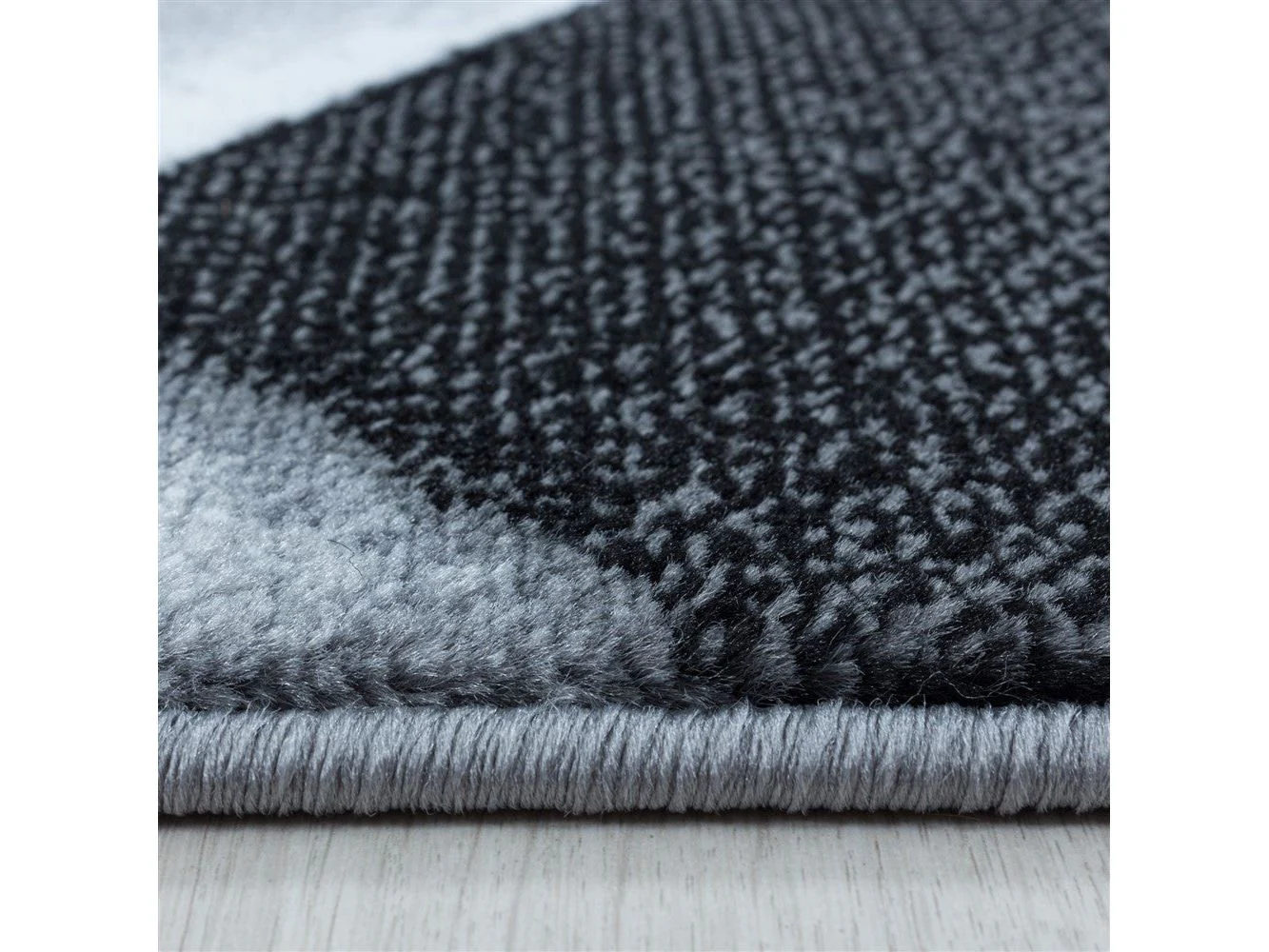 Wohnzimmerteppich Kurzflor Teppich Abstraktes Design Soft Flor Schwarz - Image 4