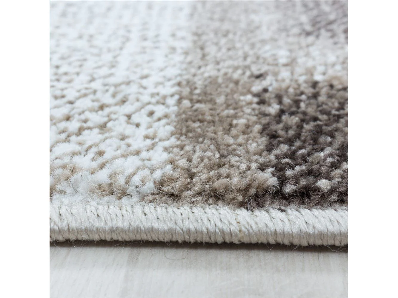 Wohnzimmerteppich Kurzflor Teppich Braun Grau Quadrat Muster Marmoriert Weich - Image 5
