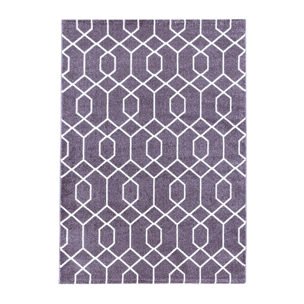 Wohnzimmerteppich Kurzflor Teppich Cable Design Zopf Linien Violet - Image 2