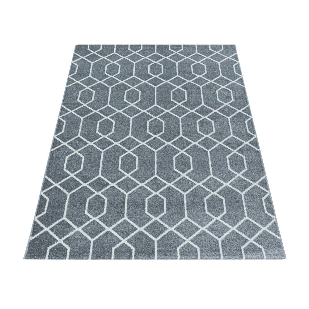 Wohnzimmerteppich Kurzflor Teppich Cable Design Zopf Muster Linien Grau - Image 2