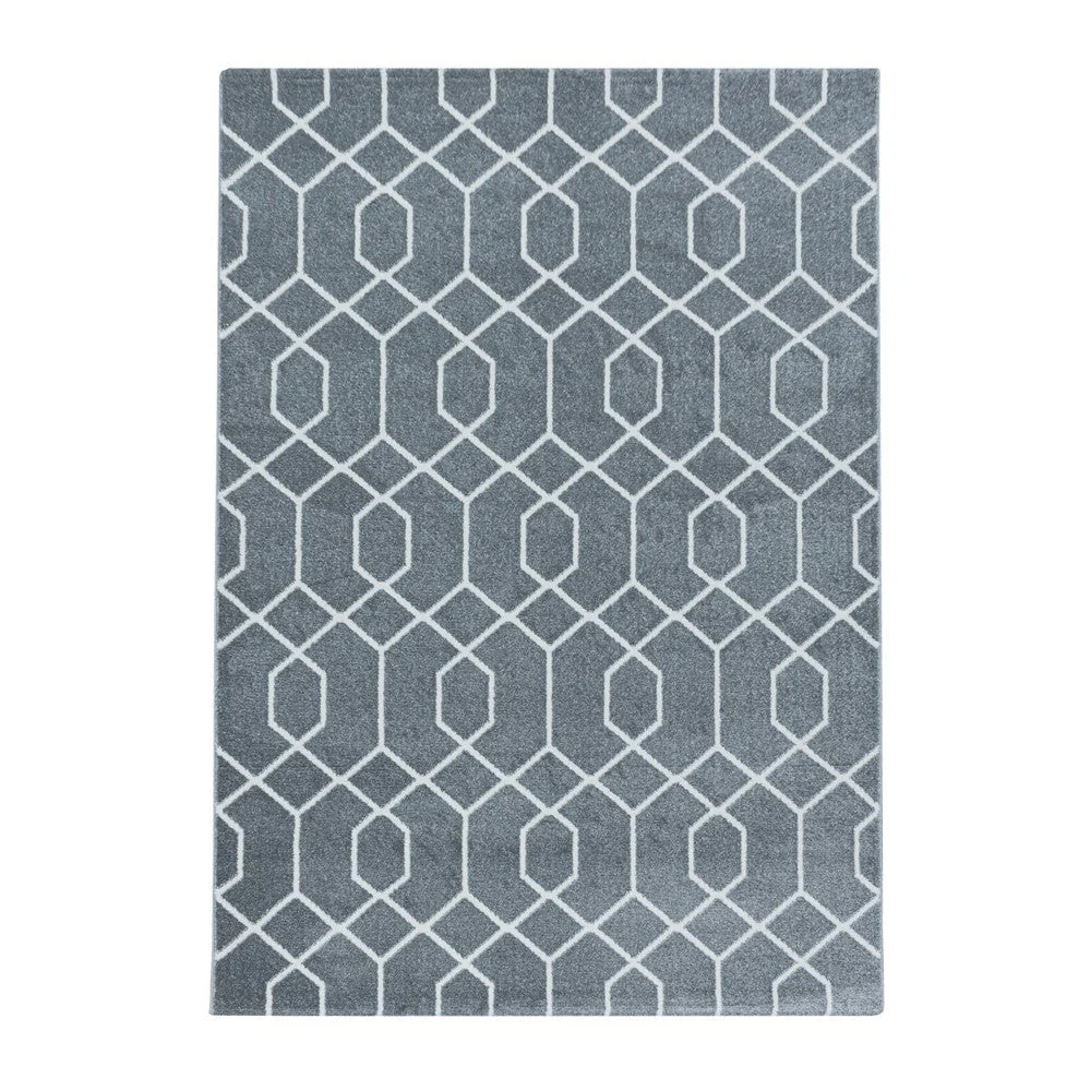 Wohnzimmerteppich Kurzflor Teppich Cable Design Zopf Muster Linien Grau - Image 3