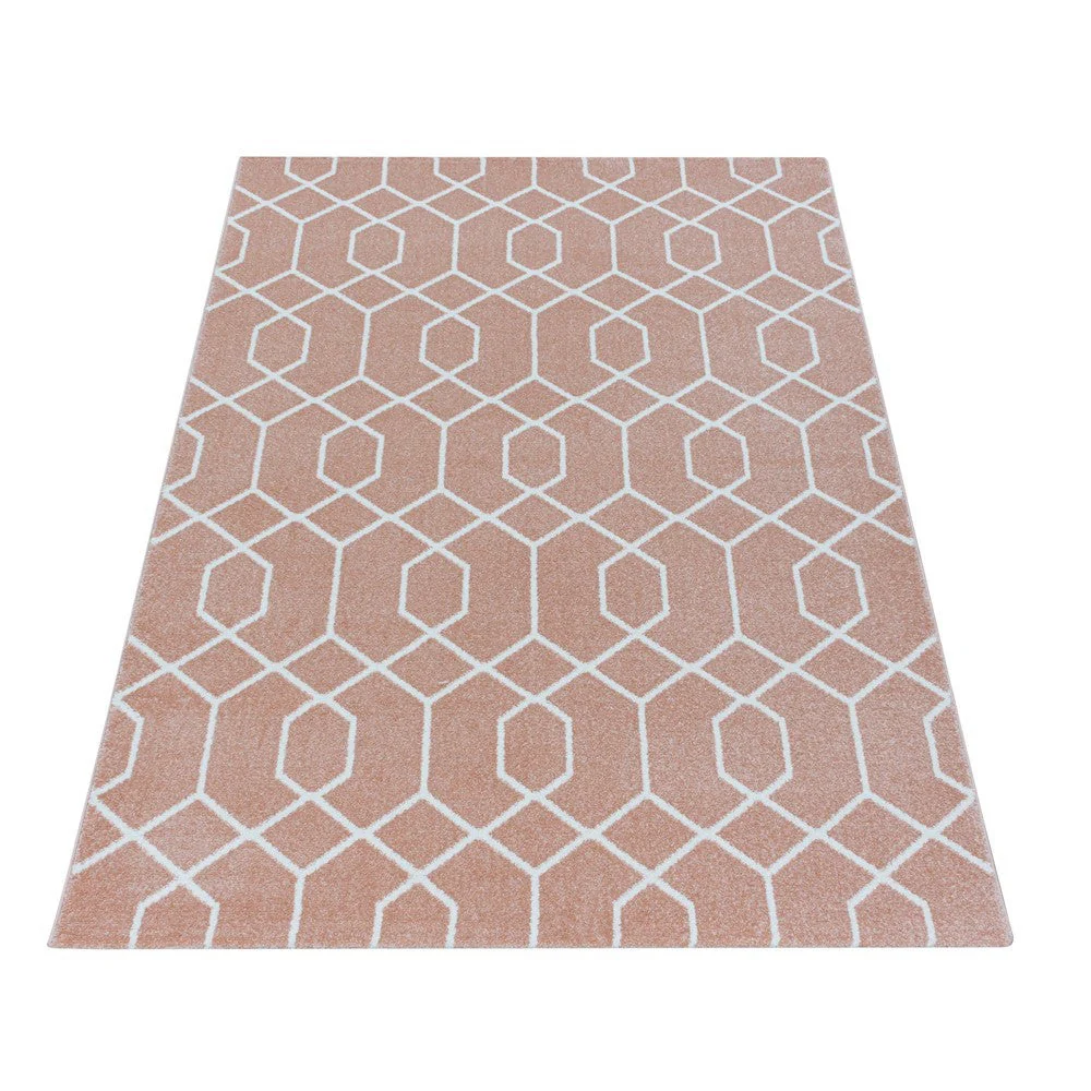 Wohnzimmerteppich Kurzflor Teppich Cable Design Zopf Muster Linien Rose - Image 3