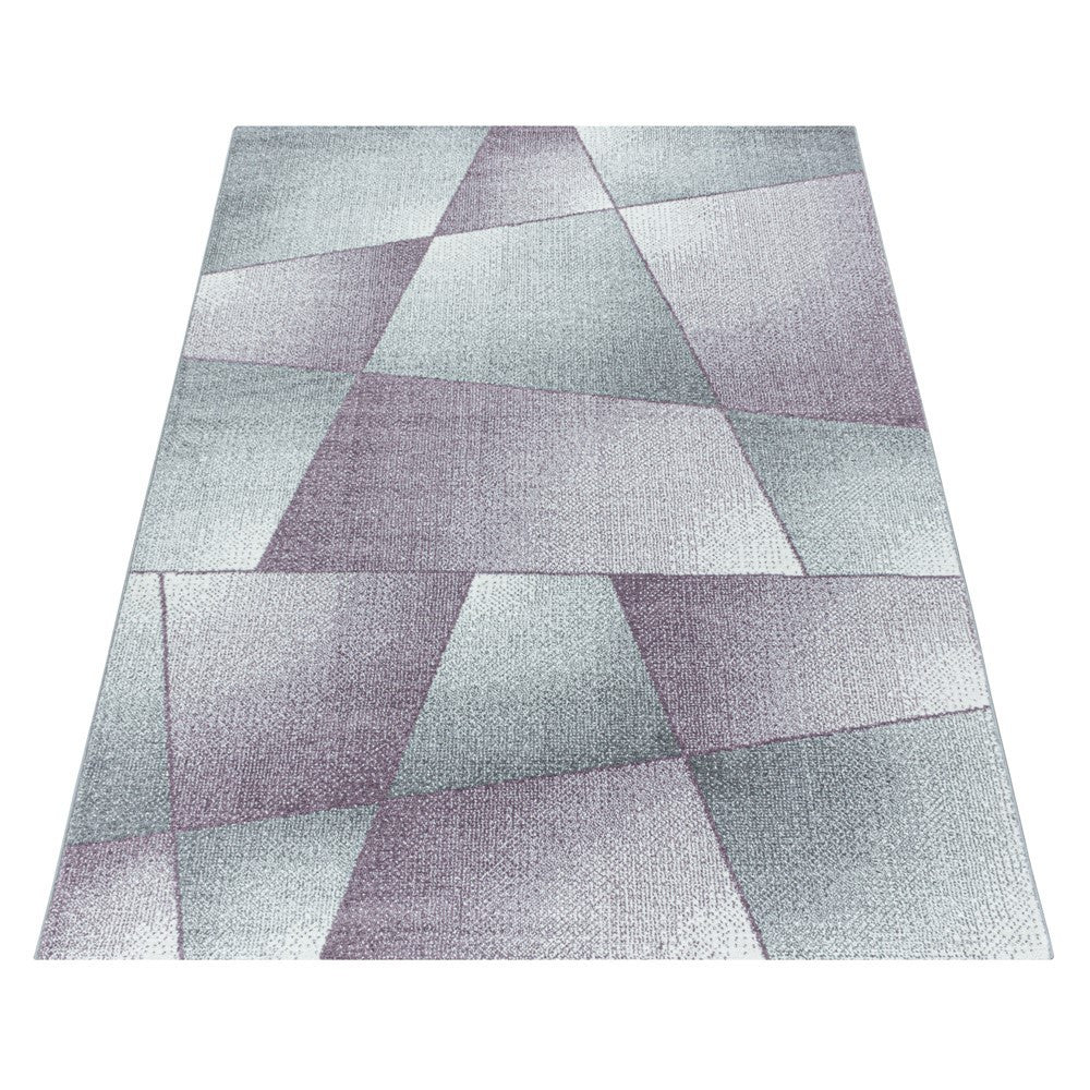 Wohnzimmerteppich Kurzflor Teppich Design Abstrakt Geometrisch Lila - Image 3