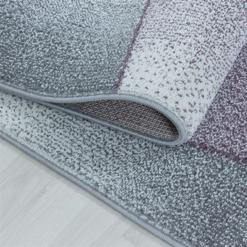Wohnzimmerteppich Kurzflor Teppich Design Abstrakt Geometrisch Lila - Image 5