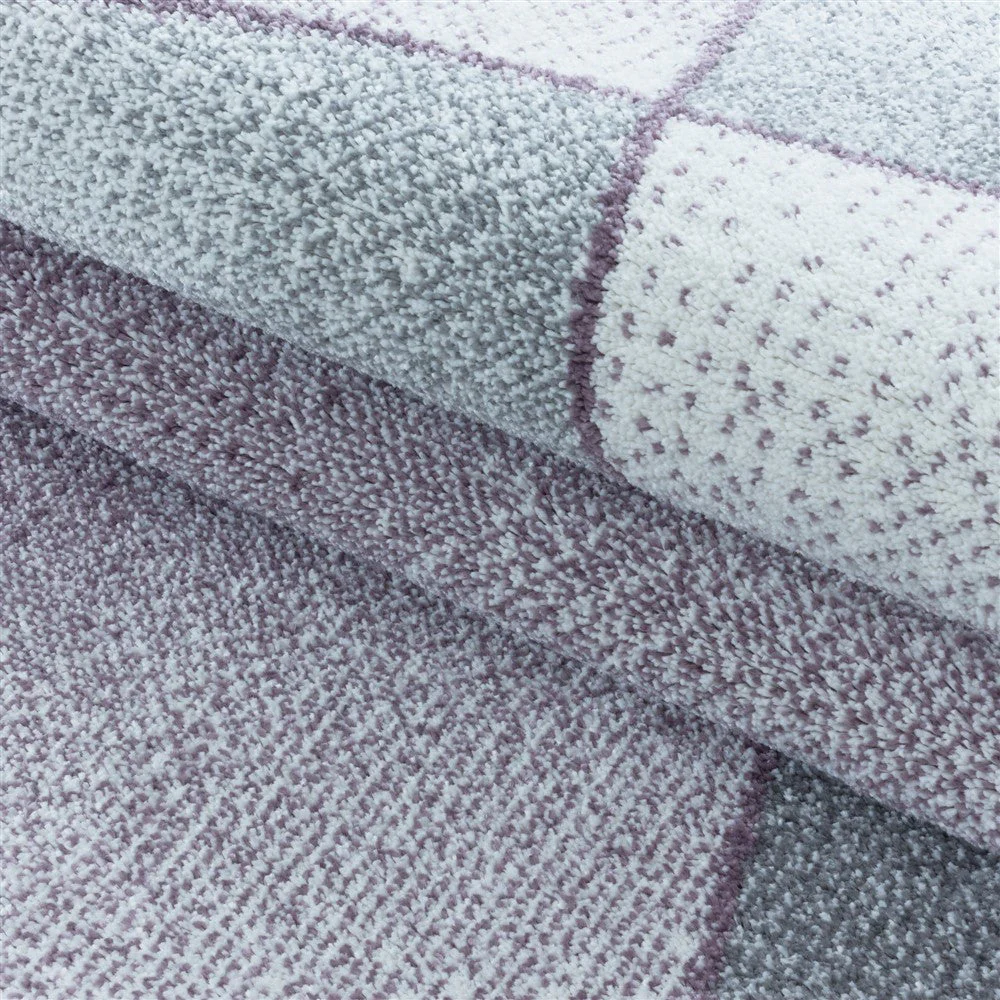 Wohnzimmerteppich Kurzflor Teppich Design Abstrakt Geometrisch Lila - Image 6