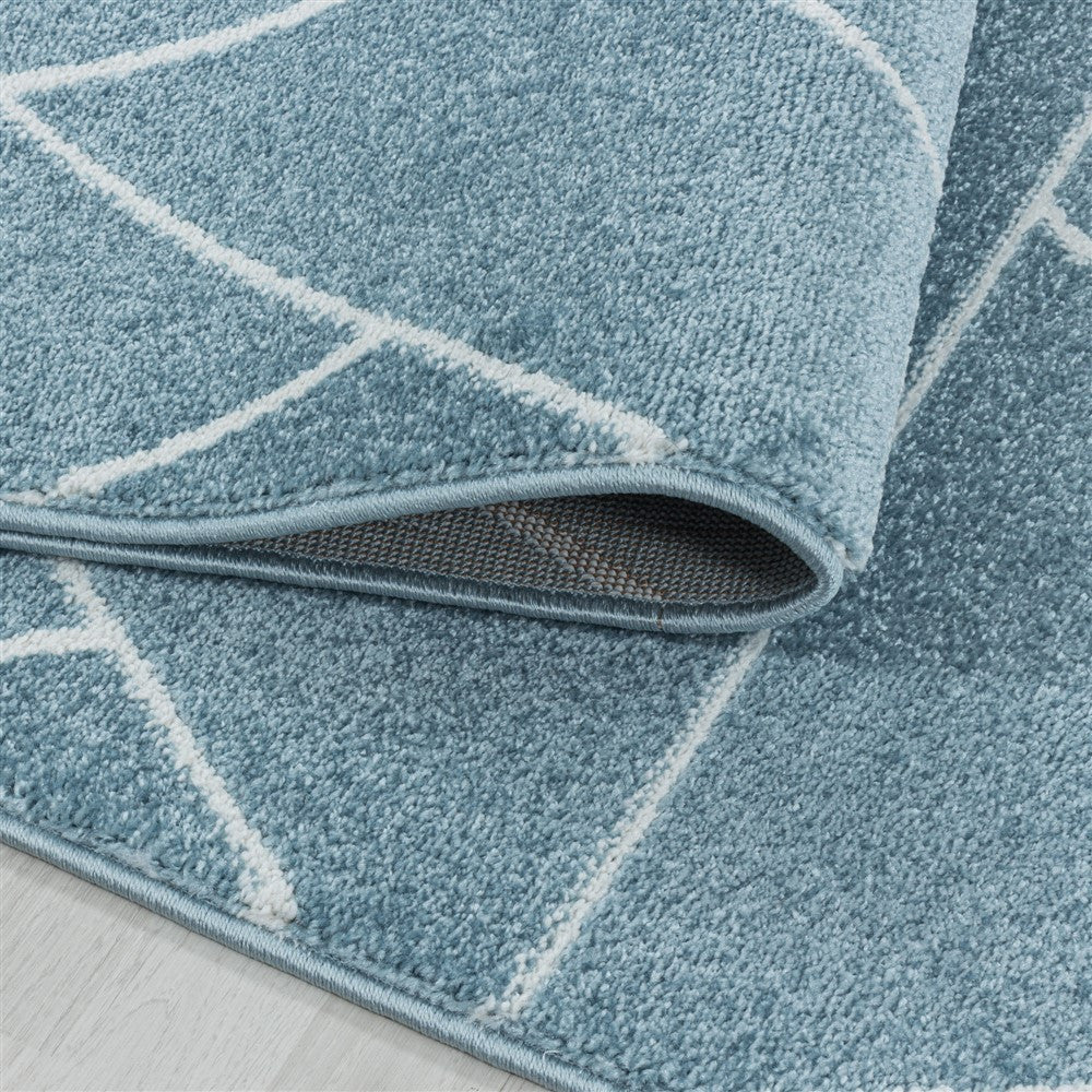 Wohnzimmerteppich Kurzflor Teppich Design Geometrische Linien Blau - Image 5