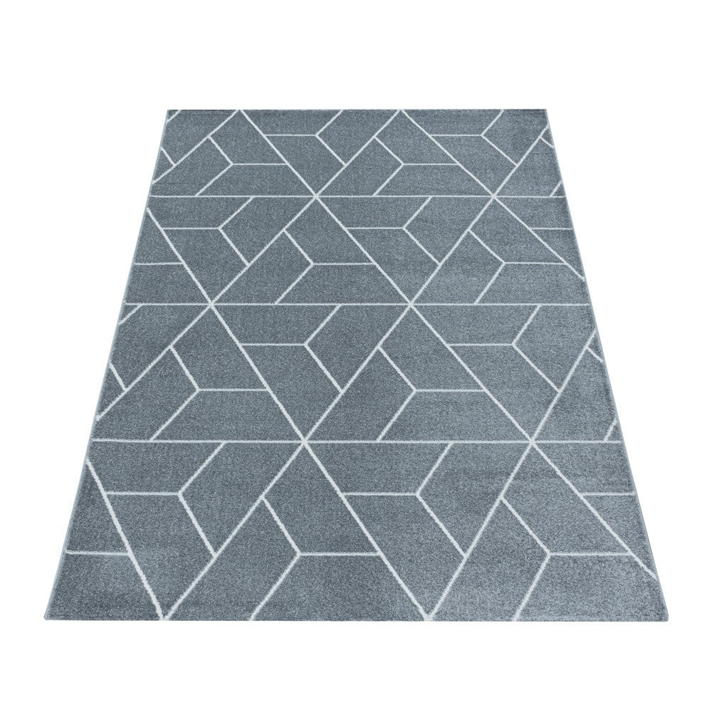 Wohnzimmerteppich Kurzflor Teppich Design Geometrische Linien Grau - Image 2