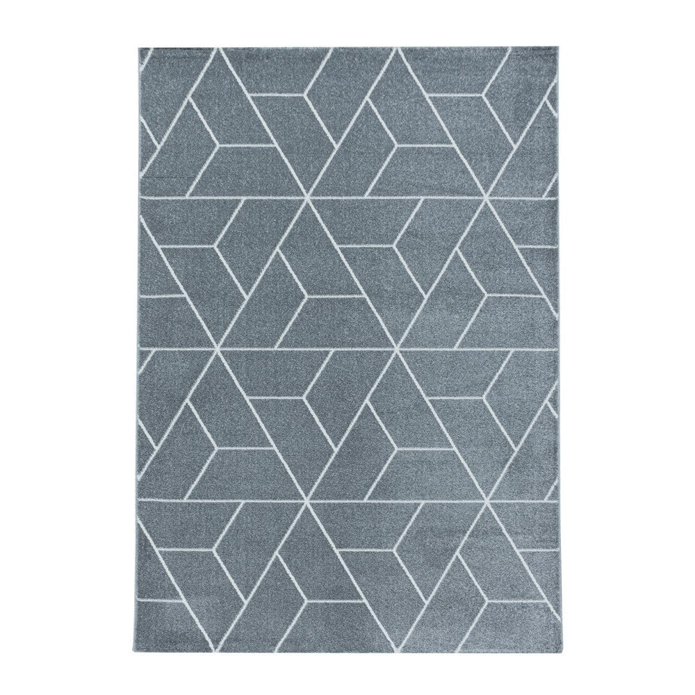Wohnzimmerteppich Kurzflor Teppich Design Geometrische Linien Grau - Image 3