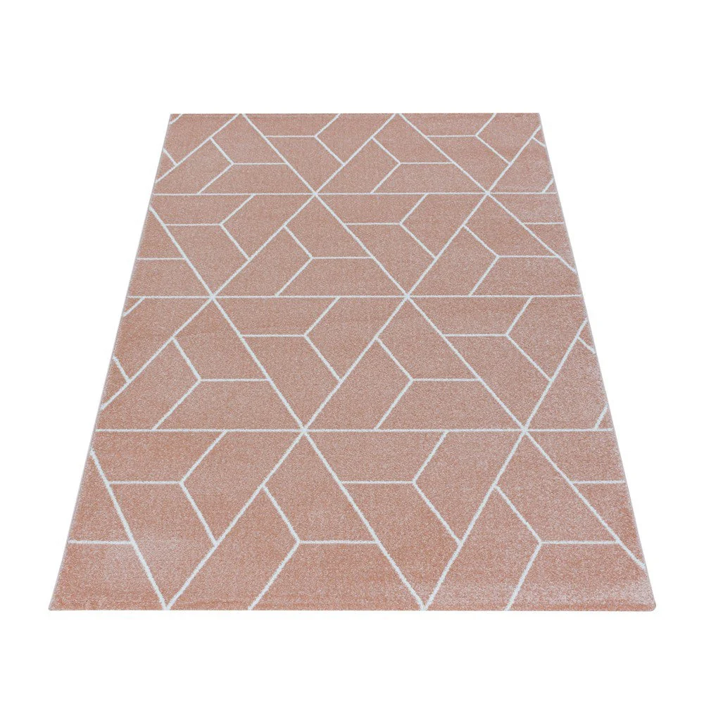 Wohnzimmerteppich Kurzflor Teppich Design Geometrische Linien Rose - Image 3
