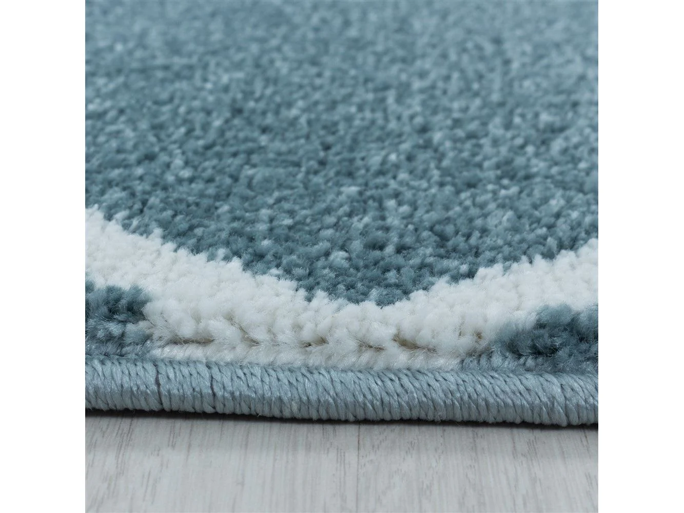 Wohnzimmerteppich Kurzflor Teppich Design Raute Linien Unifarben Blau - Image 5