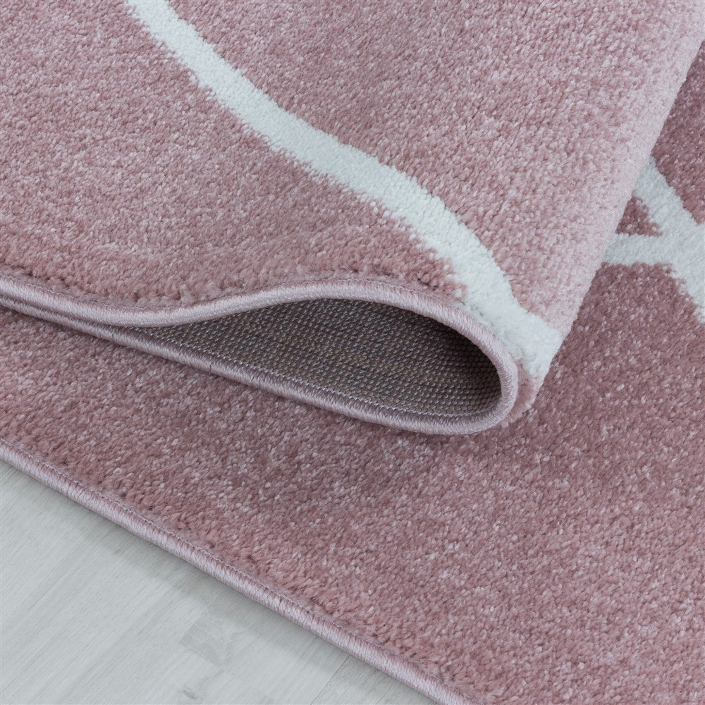 Kurzflor Teppich Rosa | Rauten-Linienmuster - Image 4