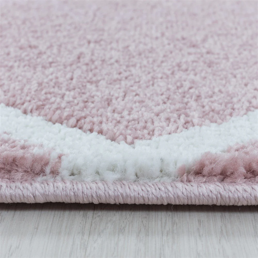 Kurzflor Teppich Rosa | Rauten-Linienmuster - Image 5