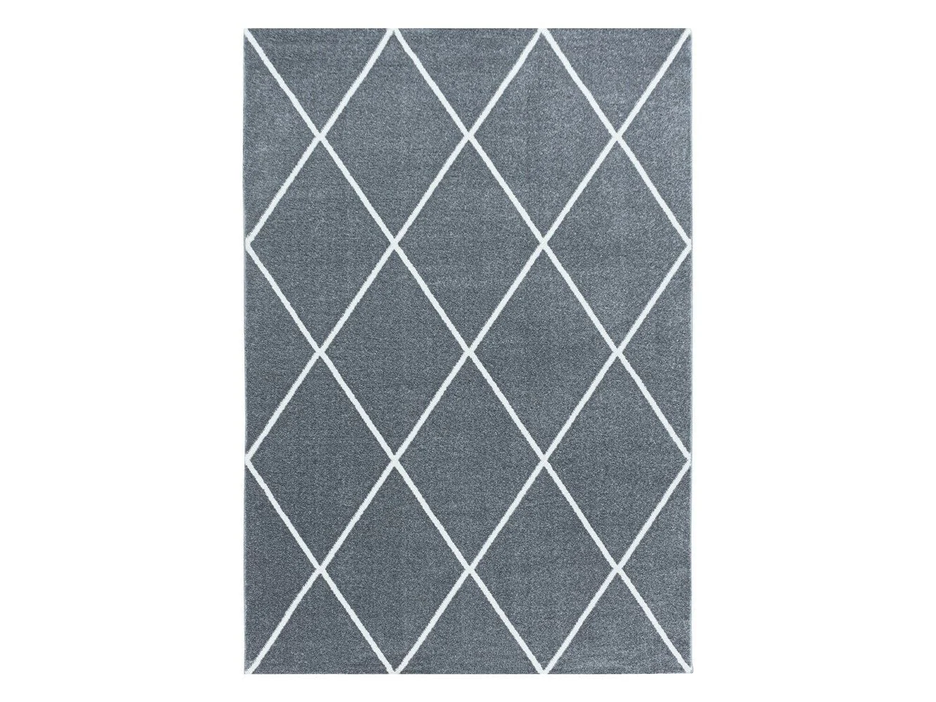 Kurzflor Teppich Silber | Modernes Rauten-Linienmuster - Image 3