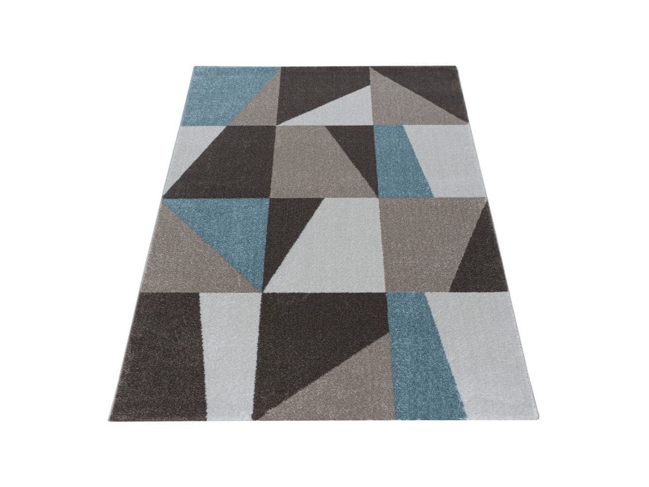 Wohnzimmerteppich Kurzflor Teppich Design Zipcode Dreieck Trapez Blau - Image 2