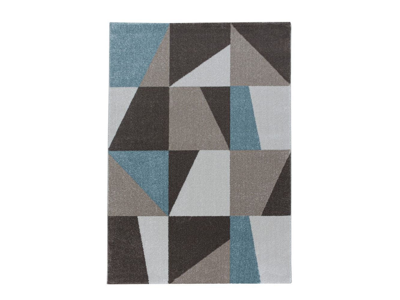 Wohnzimmerteppich Kurzflor Teppich Design Zipcode Dreieck Trapez Blau - Image 3