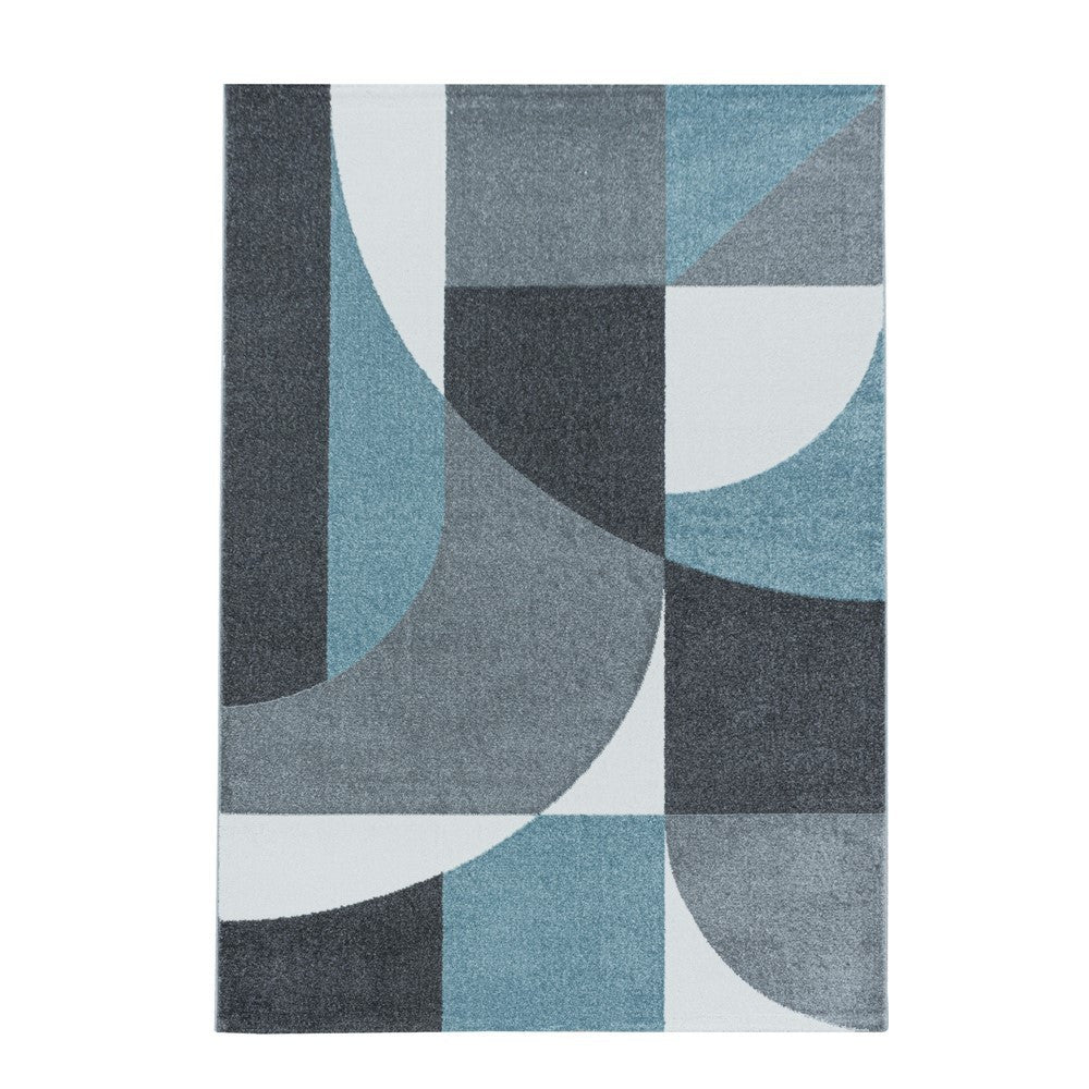 Wohnzimmerteppich Kurzflor Teppich Design Zipcode Muster Abstrakt Blau - Image 3