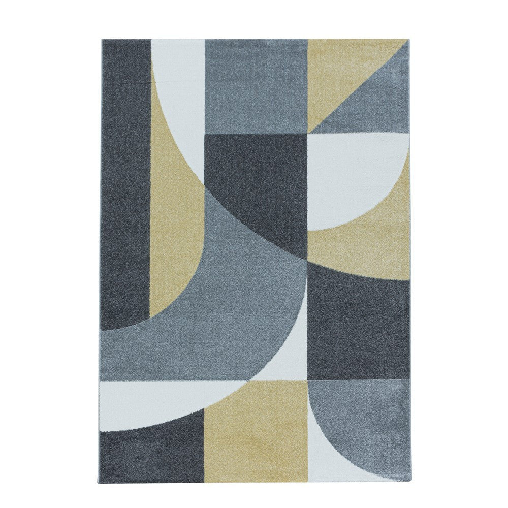Wohnzimmerteppich Kurzflor Teppich Design Zipcode Muster Abstrakt Gelb - Image 2