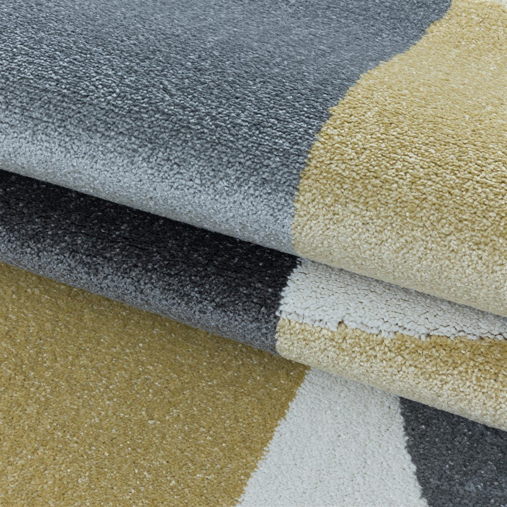 Wohnzimmerteppich Kurzflor Teppich Design Zipcode Muster Abstrakt Gelb - Image 6